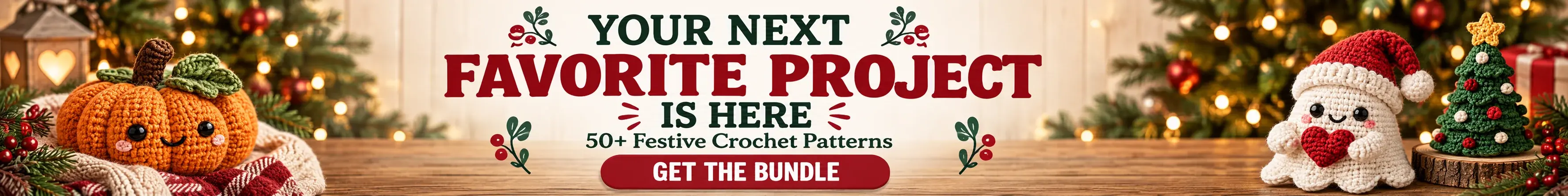 50+ Halloween and Christmas crochet patterns in a paid PDF bundle. Shop the bundle.