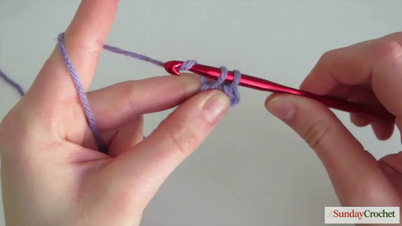 Pull yarn through two loops to finish a single crochet stitch
