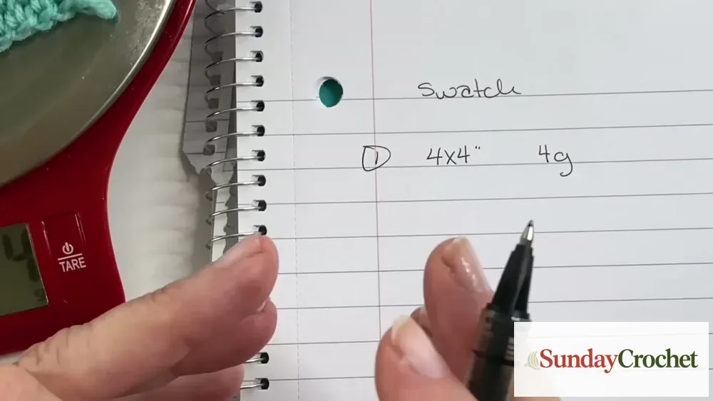 A handwritten swatch note records a 4 by 4 inch sample weighing 4 grams.