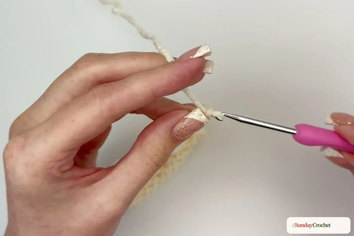 A cream chain is made to the desired length for the pouch tether